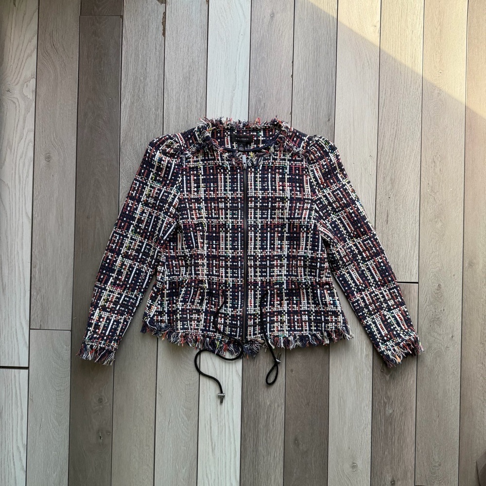 Halogen Women's Long Sleeves Zipped Up Plaid
Tweed Multicolor Blazer-Jacket